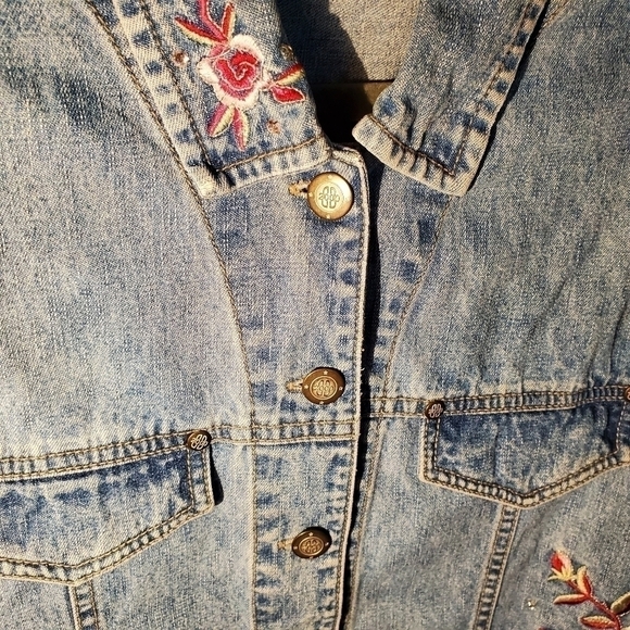 Vintage Bill Blass sz M Embroidered jean vest - Picture 5 of 7